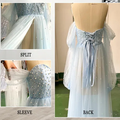 Miniatura 8 de Vestido de maternidad para sesión de fotos, hombros descubiertos, bata de tul larga para baby shower, vestido de embarazo nupcial