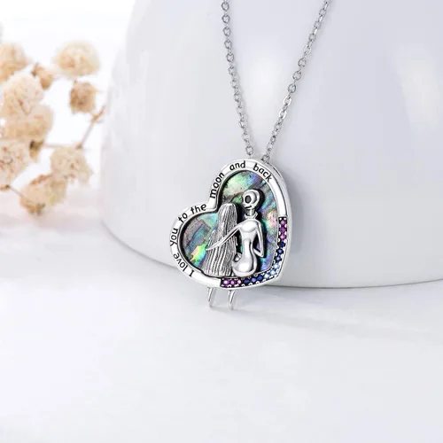 Miniatura 4 de ONEFINITY - Collar de pesadilla de plata de ley con colgante de corazón infinito, collar de calavera para regalo de cumpleaños para mujeres, esposa