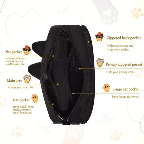 Miniatura 4 de Hongdian - Estuche para lápices de gran capacidad, bolsas para bolígrafos de gato 3D, organizador para oficina, universidad y escuela