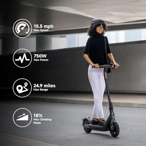 Miniatura 4 de Segway Ninebot E2 Plus II/E2 Pro/E3 Pro Electric Scooter, 15.5–20 MPH, Long Range, Dual Elastomer Suspension (E3 Pro only), Foldable Adult Scooter
