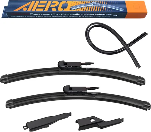 AERO Avenger - Limpiaparabrisas prémium de 28 pulgadas + 21 pulgadas para todas las estaciones con repuestos adicionales, repuesto del equipo