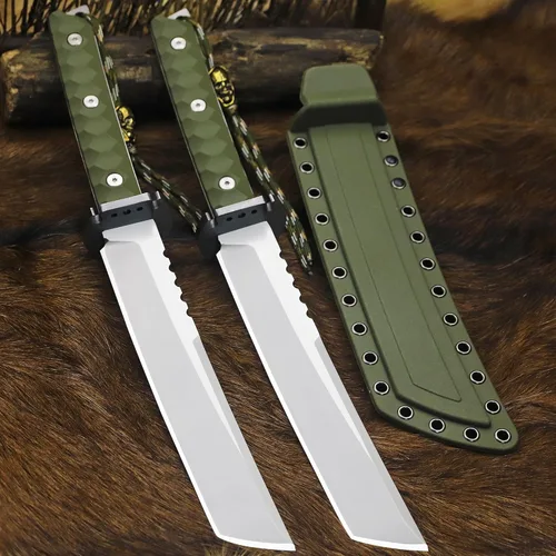 Miniatura 9 de BA-KOR Cuchillo para exteriores de estilo japonés de espiga completa de 15.8 pulgadas – acero DC53 de 0.31 pulgadas, mango y funda de fibra de Hoja