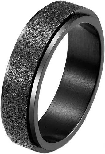 WLPCIV Anillo de ansiedad para mujeres y hombres, anillo giratorio de acero inoxidable, anillos de arena con acabado con purpurina para aliviar el