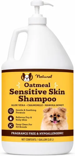 Miniatura 9 de Natural Dog Company Acondicionador de piel sensible para perros – Avena hidratante para pieles sensibles y con picazón, fórmula desenredante de aseo