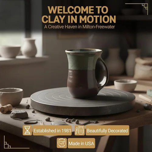 Miniatura 3 de Taza Calentadora de Manos Clay in Motion – Taza de Café Hecha a Mano con Asa Cómoda y Bolsillo de Cerámica para Calentamiento de Manos – Moca