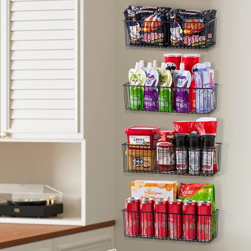 Miniatura 8 de Cesta de papel higiénico (paquete de 1) – Cesta de alambre negro de metal para decoración de cuarto de baño – Cestas de almacenamiento de alambre