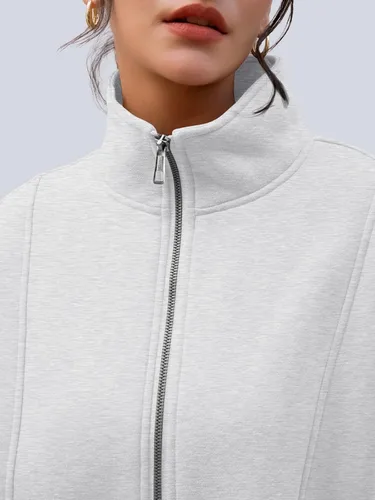 Miniatura 5 de AUTOMET - Sudaderas con capucha de cuarto de cremallera para mujeres, sudaderas de forro de vellón holgadas con cuello alto falso para adolescentes