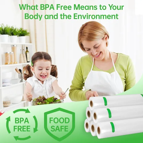 Miniatura 2 de L'ELEF MISTICO Bolsas selladoras al vacío para alimentos, 11''X20' (3 rollos) sin BPA, bolsas ahorradoras de alimentos para sellador, bolsas