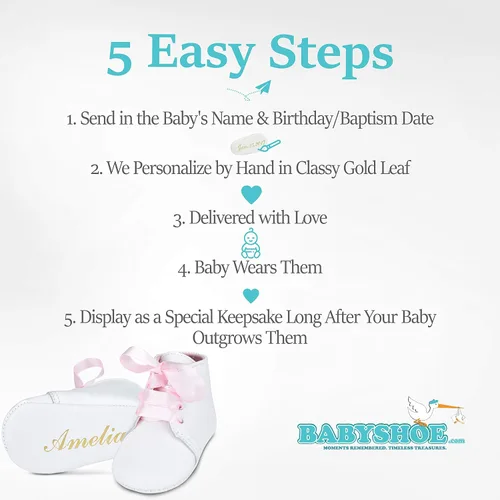 Miniatura 5 de BabyShoe - Zapatos de bautizo personalizados para niña Bautismo revelación de género suave recién nacido con cordones rosa recién nacido con nombre