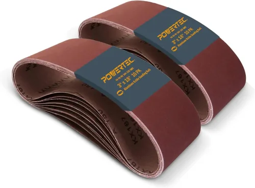 Miniatura 11 de POWERTEC Sanding Belts, Aluminum Oxide Belt Sander Sanding Belt for Portable Belt Sander, Woodworking, Metal Polishin