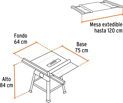 Miniatura 3 de TRUPER SME-10B Sierra de Mesa 10" 1900 W (2-1/2 HP) con Base, Naranja