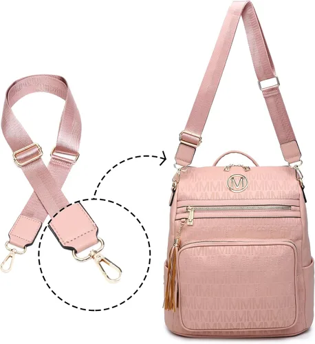 Miniatura 68 de MKP COLLECTION Mochila de moda para mujer, bolsa convertible grande para mujer, mochila de viaje, bolsa de hombro, juego de 2 piezas con borla, Beige