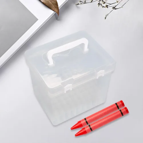 Miniatura 4 de Estuche de transporte para rotuladores, caja de almacenamiento de lápices, organizador de lápices, portátil, transparente, organizador
