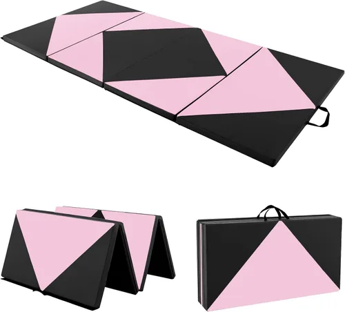 Miniatura 10 de Giantex 4'x8' Gymnastics Mat, 2" Thick Folding Tumbling Mat with Carrying Handles, Foldable Gym Mat with Hook and Loop Fastener, Cheer Mats for Kids