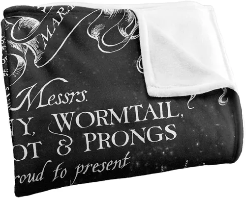 Miniatura 3 de Harry Potter Marauder's Map - Manta con licencia oficial de tacto sedoso, manta súper suave, 36 x 58 pulgadas, color blanco y negro