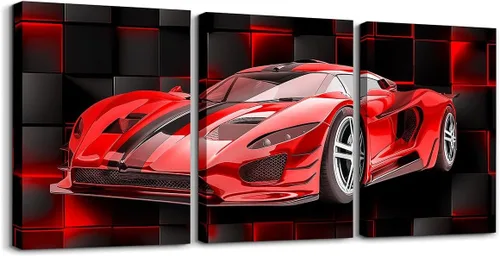Miniatura 14 de Feelyou Cuadro azul de carreras para pared, 12 x 16 pulgadas, 3 piezas de autos deportivos de velocidad, lienzo para decoración de pared, diseño