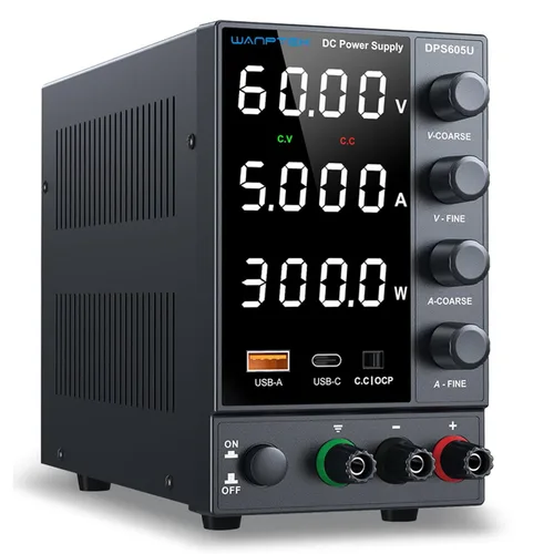 Miniatura 11 de Fuente de alimentación CC variable 0-30V 0-10A, fuentes de alimentación de banco reguladas de conmutación ajustable con codificador grueso y perilla