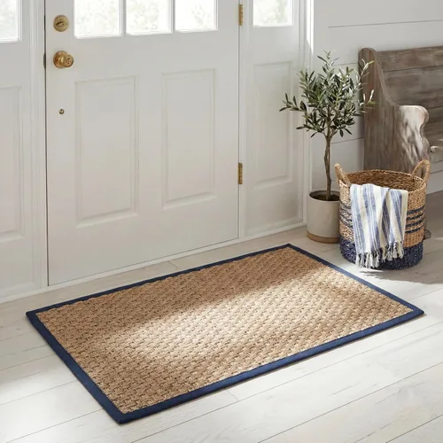 Miniatura 85 de Safavieh Natural Fiber NF114P - Alfombra redonda de hierba marina, tejido de canasta, con borde, de 244 cm, color gris Natural/ gris