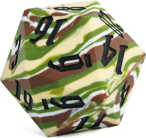 Miniatura 3 de 55mm de silicona D20, dado único de 20 lados gigante D20 grande D20, colores camuflaje, tacto suave y cómodo, rebote perfecto, para juegos de rol