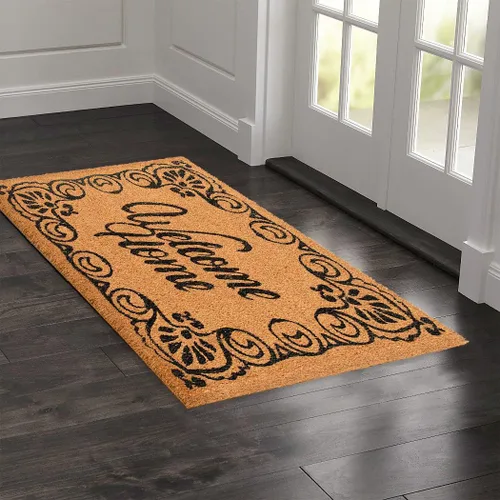 Miniatura 28 de LuxUrux Alfombra de Fibra de Coco de Bienvenida - Respaldo Extra Resistente, 17'' x 30'' Alfombra Natural para Puerta - Fácil de Limpiar, Hermoso