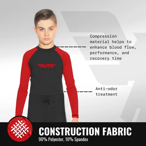 Miniatura 2 de Elite Sports Protectores de erupción para niños y niñas, compresión de manga completa BJJ para niños y jóvenes