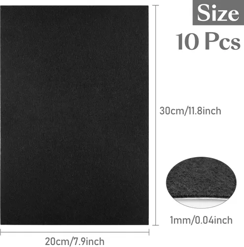 Miniatura 2 de CHRORINE 10 hojas de tela de fieltro negro autoadhesivas de 8 x 12 pulgadas, papel de fieltro para suministros de arte y manualidades.