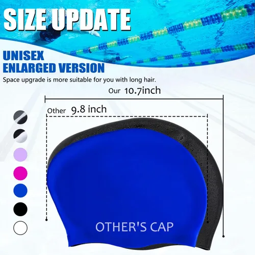 Miniatura 4 de Gorro de natación de silicona para mujer, sombreros de natación gruesos de alta elasticidad para cabello largo, gorras de natación para mujeres