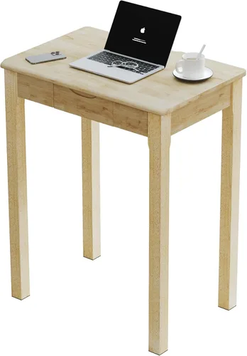 Miniatura 21 de Escritorio de madera maciza con cajones, escritorios estrechos simples de 24 x 16 pulgadas, mesa de estudio de madera de goma, escritorio pequeño
