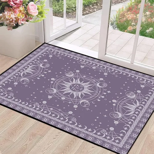 Miniatura 28 de 5' X 7' Alfombra con diseño de sol y luna, alfombras boho celestiales para dormitorio, sala de estar, estilo bohemio, oculto, media luna, solar