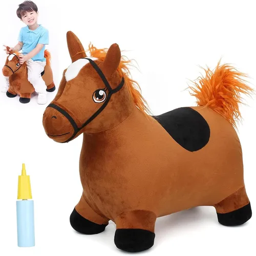 Miniatura 14 de INPANY Juguetes Saltarines de Vaca Animales de Granja para Regalos de Niña de 2 Años, Caballo Saltarín Inflable de Peluche para Niños, Montable Toro