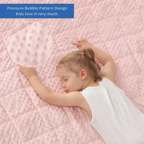 Miniatura 4 de Huloo Sleep Manta con peso para niños, tamaño individual, 7 libras (41 x 60 pulgadas, rosa), transpirable, suave, manta con peso de minky para todas