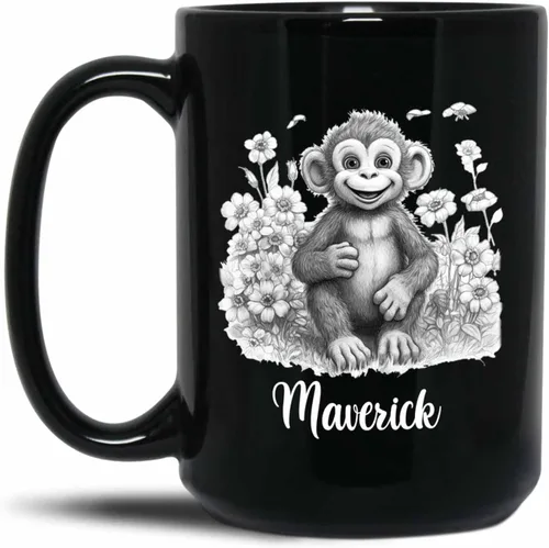 Miniatura 22 de Taza de café negra con diseño de oso de lápiz personalizada, regalo para los amantes de los osos, mamá y papá, taza de café de oso con dibujos
