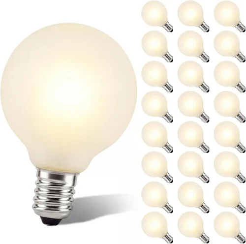 Miniatura 10 de SUNSGNE Paquete de 25 bombillas LED G40 de repuesto, bombillas de cadena de globo de 0.6 W, bombillas de repuesto impermeables para luces de cadena