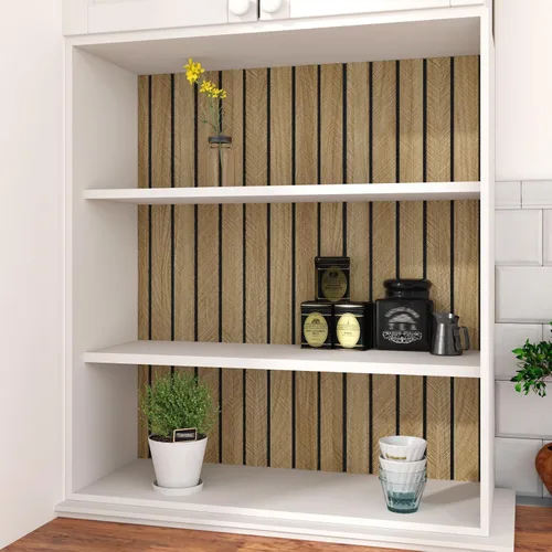 Miniatura 8 de Paneles de Madera Marrón 3D para Paredes 120" x 12" Paneles de Pared de Listones Acústicos Despegar y Pegar Paneles de Madera Autoadhesivos