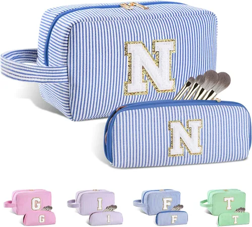 Miniatura 167 de Regalos personalizados para mujeres, bolsa de maquillaje con inicial, bolsa de maquillaje de viaje, bolsa de cosméticos, bolsa de artículos