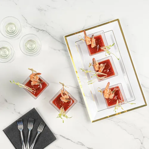 Miniatura 6 de Restaurantware - Tazas Kova de 5 onzas, 100 tazas cuadradas medianas para aperitivo: duradero, desechable, taza de parfait de plástico transparente
