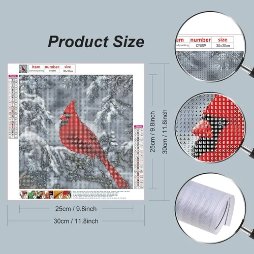 Miniatura 2 de Stalente Kits de pintura de diamantes para adultos, cardenal 5D DIY kits de arte de diamantes para principiantes, pintura de diamante redonda