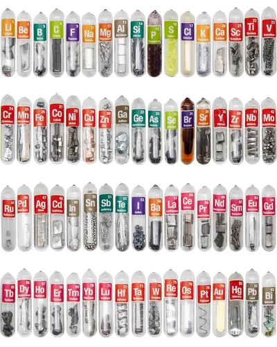 Tabla Periódica de Elementos Reales, 99.99% de Pureza, Sellada en Tubo de Vidrio, para Regalo, Enseñanza, Exhibición, Colección, 68 Piezas