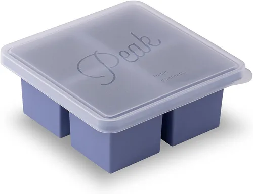 W&P Cup Cubes - Bandeja de silicona para congelador con tapa, azul, hace 4 porciones perfectas de 1 taza, congela y almacena sopa, caldo, salsa,