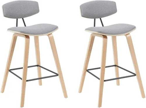 Miniatura 31 de Armen Living Fox - Taburete de bar moderno de mediados de siglo de piel sintética gris y madera negra de 25.5 pulgadas Piel sintética gris/negro