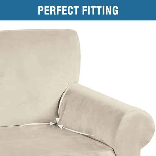 Miniatura 4 de H.VERSAILTEX Funda de terciopelo elástico para sillón, funda para sillón de 1 cojín para sala de estar, funda de muebles hecha de terciopelo grueso