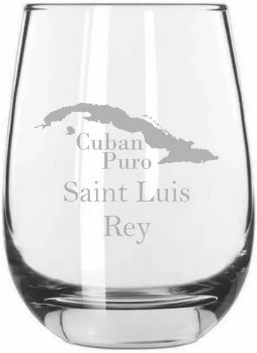 Miniatura 11 de Bolivar - Vaso de vino sin tallo con temática de cigarro cubano grabado de 15.25 onzas