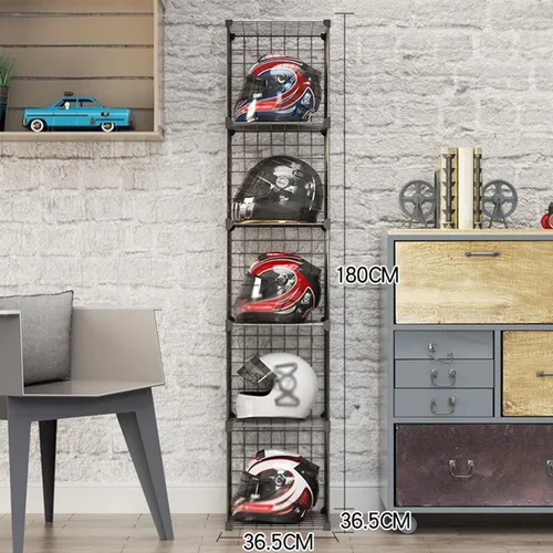 Miniatura 3 de Caja organizadora de sombreros, estante para casco de motocicleta montado en el piso, moderna tienda comercial al por menor vitrina