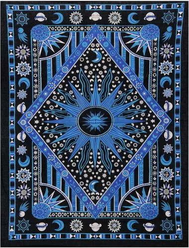 Miniatura 6 de THE ART BOX Tapiz de Mandala del Sol y la Luna del Zodiaco Estético – Colgante Celestial de Algodón para Pared, Decoración de Hogar Indie 77x102 cm