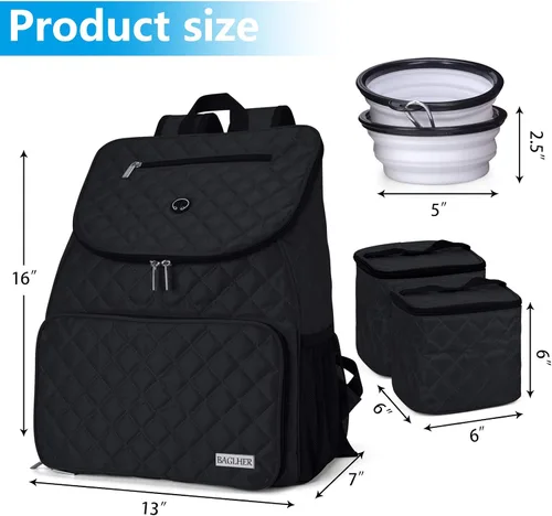 Miniatura 8 de BAGLHER Bolsa de viaje para perros, mochila de suministros para mascotas aprobada por aerolíneas, mochila de viaje para perros con 2 cuencos Negro-b