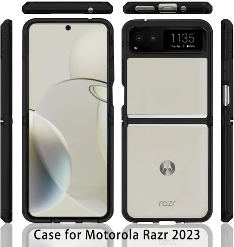 Miniatura 2 de Funda para Motorola Razr-2023: panel trasero transparente premium + cubierta de parachoques de TPU para Moto Razr 2023 (YKL negro)