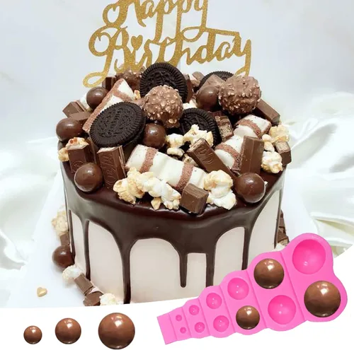 Miniatura 6 de MEMOVAN Molde de fondant de perlas 3D 2 unids Semi Esfera Bola Silicona Chocolate Molde Lollipop Molde de cúpula redonda Molde de silicona Mini