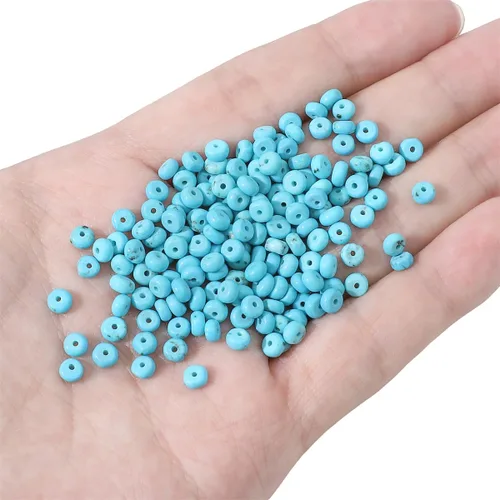 Miniatura 3 de BEADIA - Cuentas de disco de turquesa azul natural 4x2mm 160 piezas Cuentas rondelle sueltas semipreciosas para hacer joyas Diseño Azul turquesa