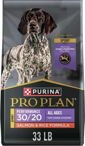Purina Pro Plan Alimento para perros con alto contenido de proteínas, fórmula Sport 30/20 de salmón y arroz, comida seca para perros - Bolsa de 33