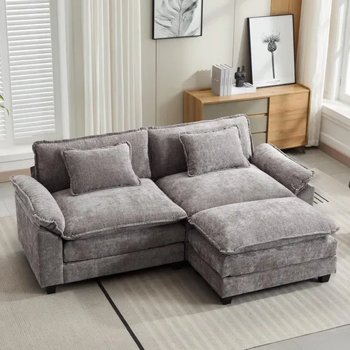 Miniatura 63 de Oprisen Sofá Seccional Modular, Cómodo Cloud Couch Sofá Seccional, Sofá Cama de Chenilla con Asiento Profundo con Almohadas Decorativas para Sala
